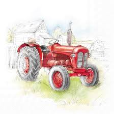 Red Tractor Lunch Napkins