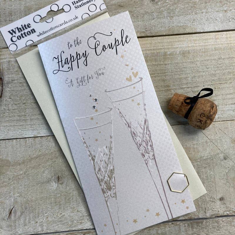 Money Wallet - Happy Couple Handmade Crystal Flutes